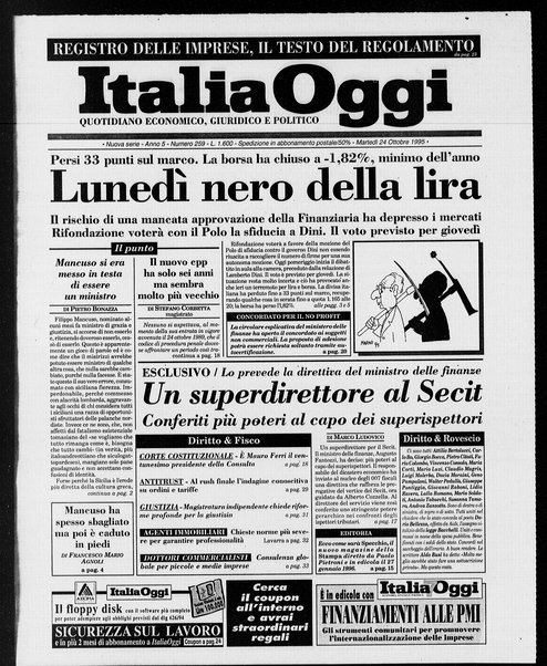 Italia oggi : quotidiano di economia finanza e politica